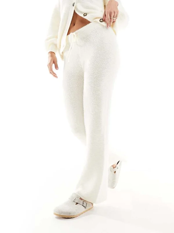 In The Style Fluffy Flared Trouser Co-ord In Cream For Women