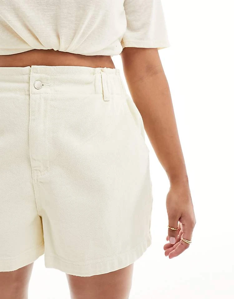In The Style Plus Exclusive Elasticated Waist Denim Paperbag Short In Ecru For Women 5 In The Style Plus Exclusive Elasticated Waist Denim Paperbag Short In Ecru For Women - Image 5