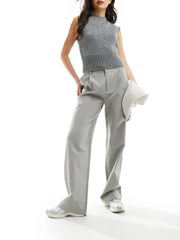 In The Style X Perrie Sian Wide Leg Tailored Trousers In Grey For Women