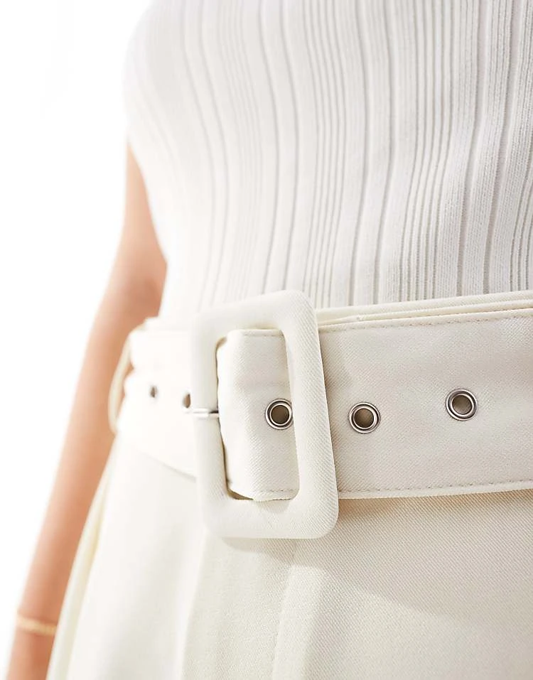 In The Style Plus Tailored Belted Short In Cream For Women 2 In The Style Plus Tailored Belted Short In Cream For Women - Image 2