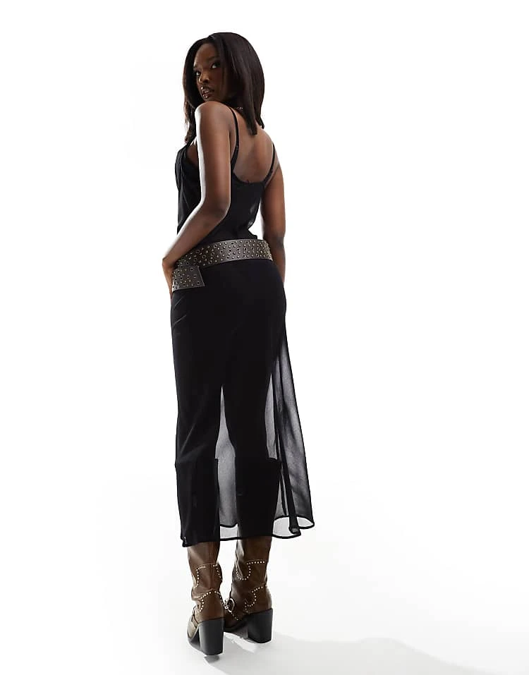 In The Style Sheer Cami Cowl Neck Midaxi Dress In Black For Women 3 In The Style Sheer Cami Cowl Neck Midaxi Dress In Black For Women - Image 3