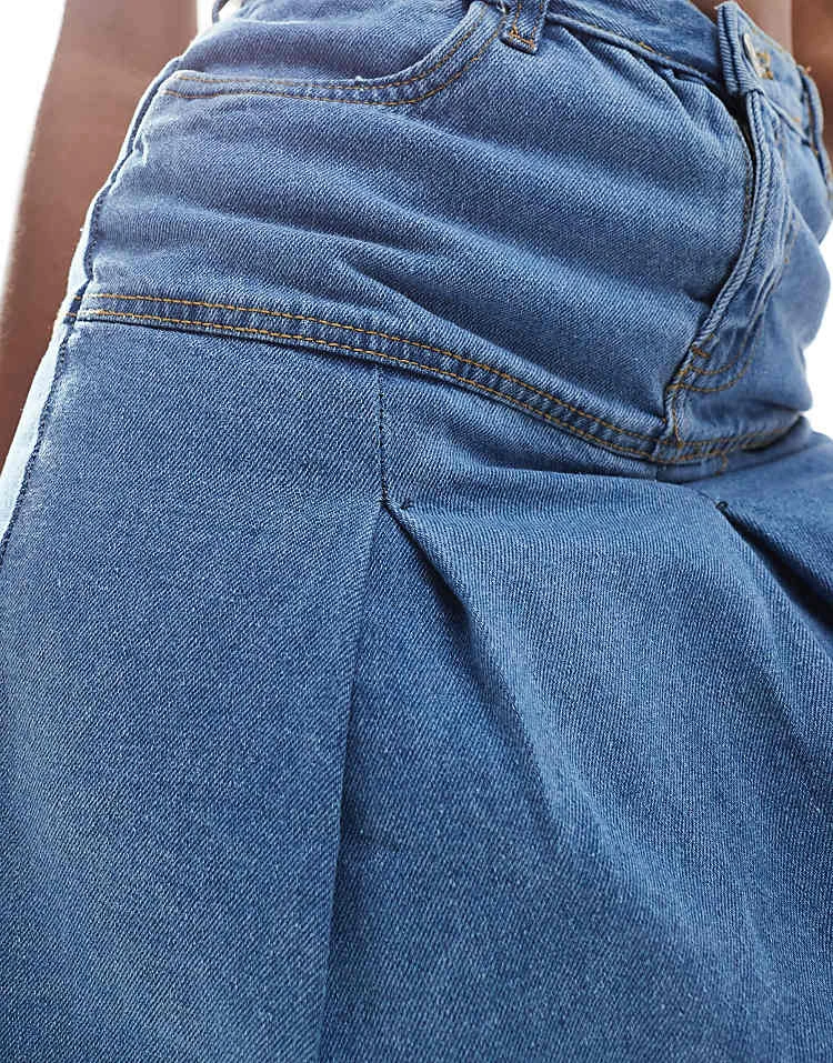 In The Style Pleated Denim Mini Skirt In Blue For Women 5 In The Style Pleated Denim Mini Skirt In Blue For Women - Image 5