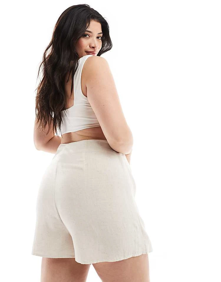 In The Style Plus Linen Look Tie Side Skort In Stone For Women 5 In The Style Plus Linen Look Tie Side Skort In Stone For Women - Image 5