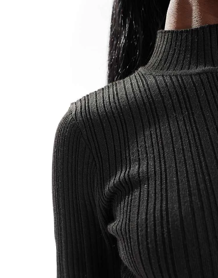 In The Style Knitted High Neck Bodycon Mini Dress In Black For Women 3 In The Style Knitted High Neck Bodycon Mini Dress In Black For Women - Image 3