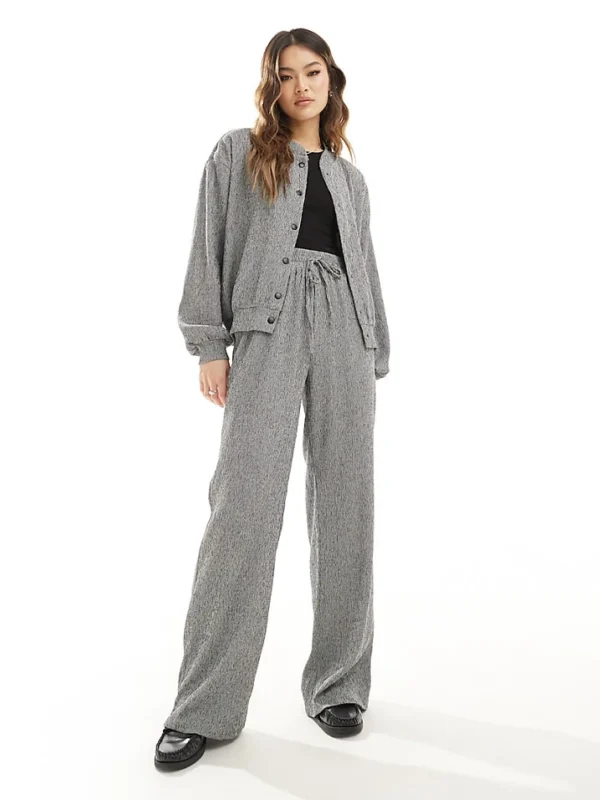 In The Style X Perrie Sian Bomber Jacket And Trousers Co-ord In Charcoal Grey