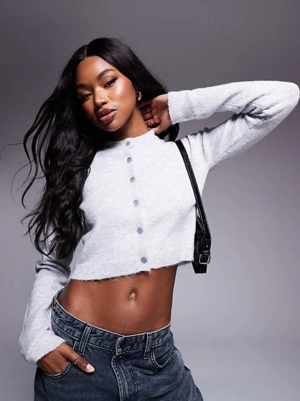 In The Style Shrunken Cardigan In Grey For Women