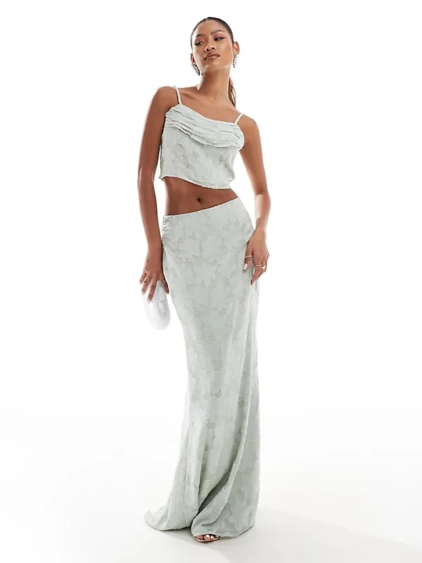 In The Style X Perrie Sian Draped Top And Maxi Skirt Co-ord