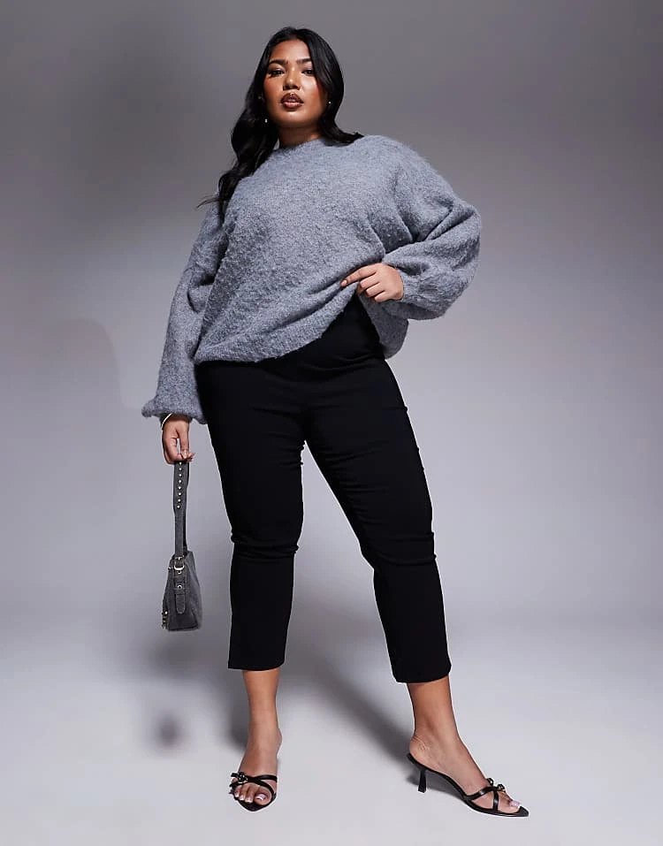 In The Style Plus X Natalya Wright Exclusive Bengaline Side Split Capri Trousers In Black For Women 6 In The Style Plus X Natalya Wright Exclusive Bengaline Side Split Capri Trousers In Black For Women - Image 6