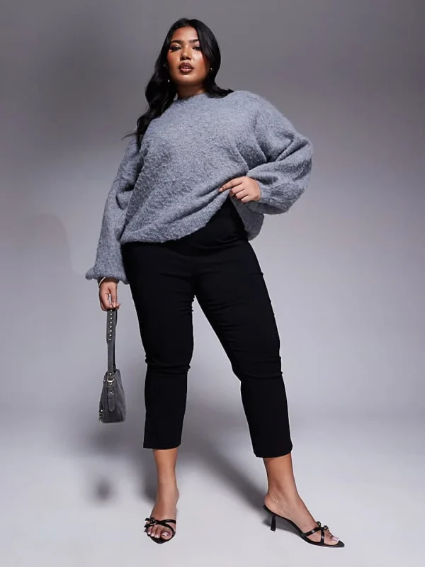 In The Style Plus X Natalya Wright Exclusive Bengaline Side Split Capri Trousers In Black For Women