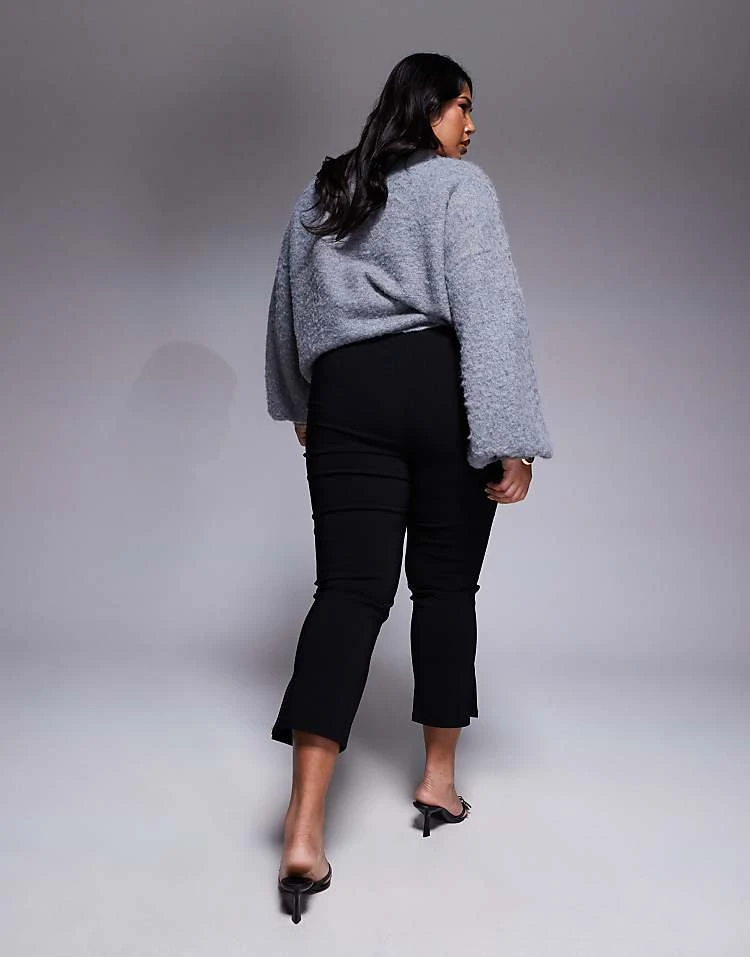 In The Style Plus X Natalya Wright Exclusive Bengaline Side Split Capri Trousers In Black For Women 2 In The Style Plus X Natalya Wright Exclusive Bengaline Side Split Capri Trousers In Black For Women - Image 2