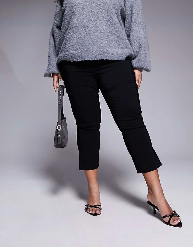 In The Style Plus X Natalya Wright Exclusive Bengaline Side Split Capri Trousers In Black For Women 5 In The Style Plus X Natalya Wright Exclusive Bengaline Side Split Capri Trousers In Black For Women - Image 5