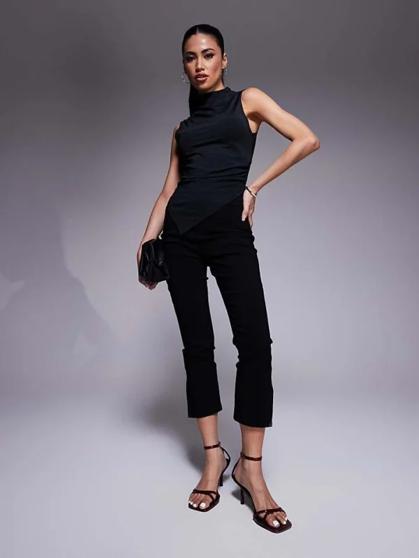 In The Style X Natalya Wright Exclusive Bengaline Side Split Capri Trousers In Black For Women