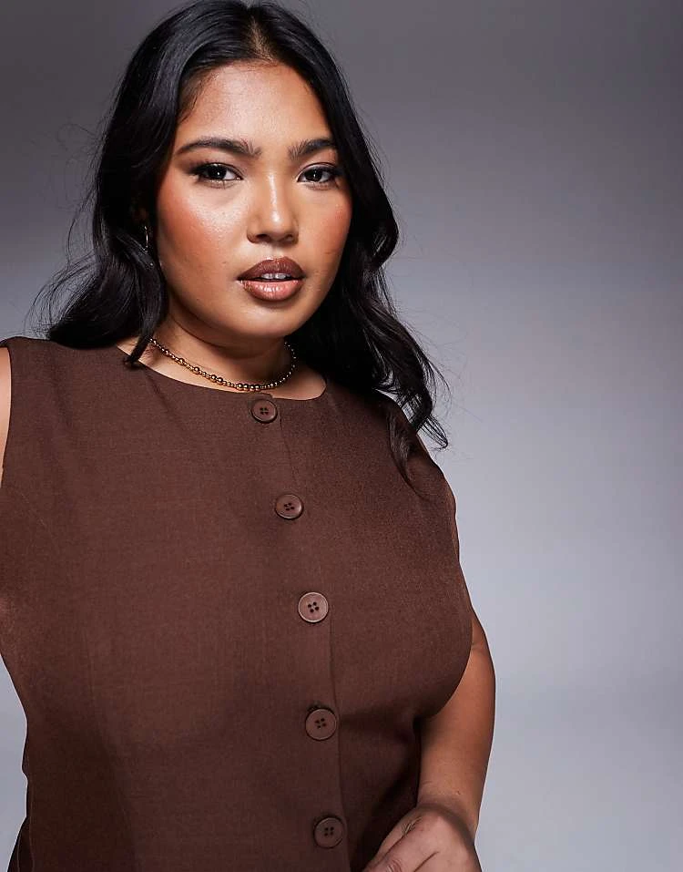 In The Style Plus X Natalya Wright Exclusive Tailored Button Down Mini Dress In Chocolate For Women 3 In The Style Plus X Natalya Wright Exclusive Tailored Button Down Mini Dress In Chocolate For Women - Image 3
